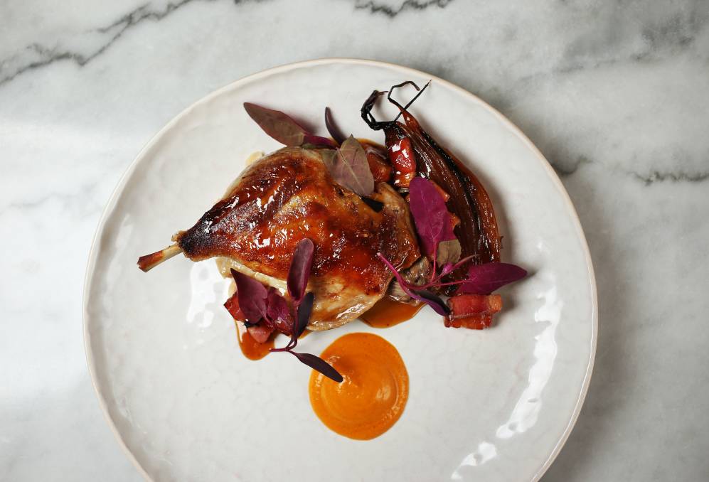 French influence: Confit duck with white bean and carrot. 